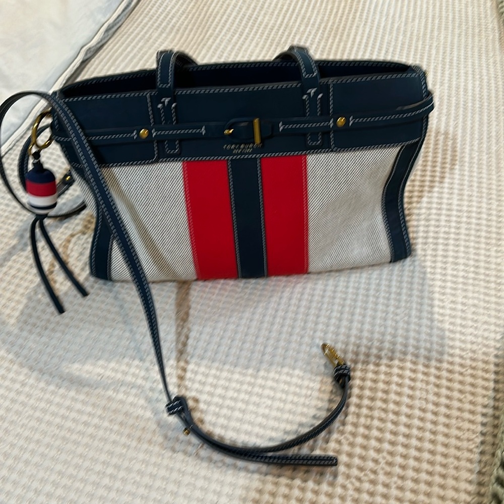 Red, canvas and blue rare Tor Burch bag!